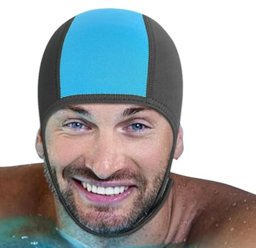 Gorros de natación para mujer – Gorro ajustable de neopreno de 2,5 mm – Gorro de neopreno elástico para adultos, gorro de natación ajustable para buceo, surf, kayak, balsa, canoa, snorkel