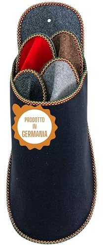 Pantoffelmann gästtoffel-set med övertoffel | 4 par vikbara filttofflor | Grå, röd, antracit & bordeaux | Praktiska och stilrena tofflor för kvinnor och män
