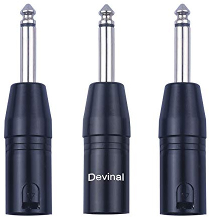 Devinal XLR Male to 1/4 Adapter Upgrade 6.35mm Mono to XLR Gender Changer, Quarter Inch TS to 3 PIN XLR Converter Audio Coupler Connector Metal Construction Mic Jack Plug (3 Pack)