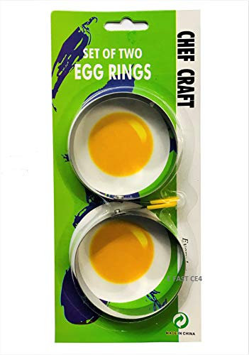 E FAST CE4 Egg Rings for Frying or Poaching Eggs, Omelettes and Mini Pancakes, Stainless Steel Metal, Set of 2