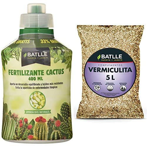 Semillas Batlle Abonos Fertilizante Cactus Botella 400ml + Sustratos Vermiculita 5L