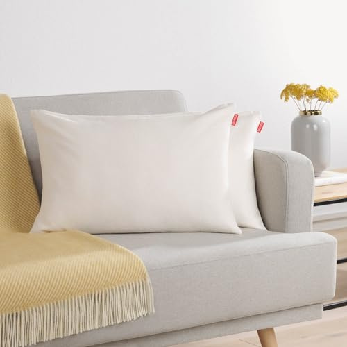 Blumtal 2er Set Kissenbezug 40x60 weiß - kuschelige Chenille Kissenbezüge mit verstecktem Reißverschluss, Oekotex Zertifizierte Kissenhülle für Deko-Kissen Sofakissen Polster & Zierkissen