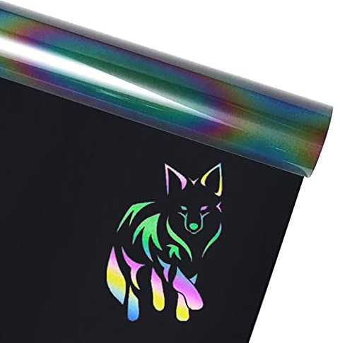 Plotterfolie Textil, Reflektierende Regenbogen-Plotterfolie 30,5cm×1,5m Heat Transfer Vinyl, Textil Bügeltransferfolie, für DIY T-Shirt, Stoffe (Reflektierender Regenbogen)
