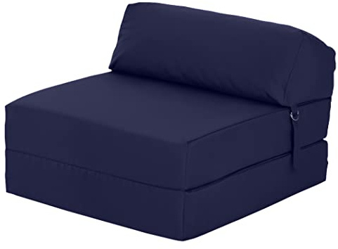 Ready Steady Bed Guest Foldable Z Bed Chair | Water Resistant Removable Cover | Sleepover Sofa Futon Mattress | Bedroom Living Room Furniture | Soft, Lightweight & Comfortable Designed (Navy)