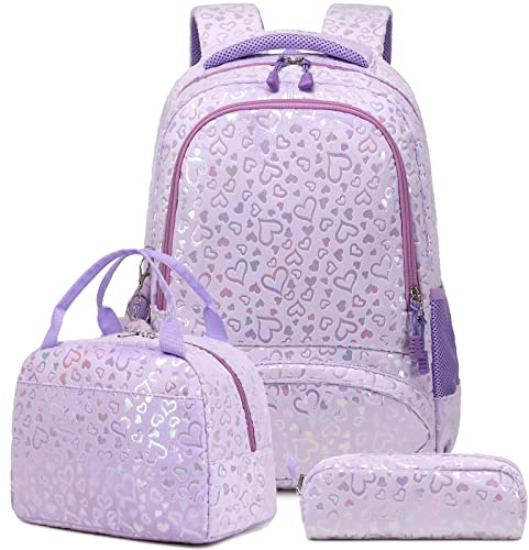 Kimwadalh Mochila Felpa Infantil Niña Set Primaria Escolar Bolsa Almuerzo Estuche Viajes