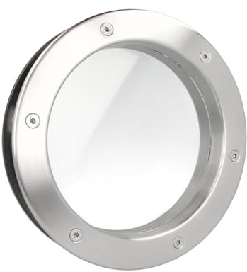 MLS Hublot B4000 pour Portes, en Acier Inoxydable, 350 mm, Verre Clair | Verre de Sécurité Feuilleté, Convient Aux Portes de 40 mm d'épaisseur, Vis de Fixation Visibles des Deux Côtés