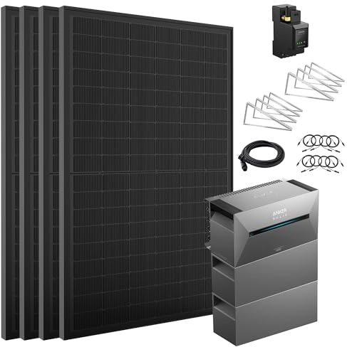 ALLDREI® Balkonkraftwerk mit Speicher 7,0kWh, 2 Pro Solarbank E1600Pro All in One Stromspeicher mit Akku BP2700x2, Komplettset mit 4x440W Bifazialer Solarpanel & Smarten Zähler & Halterungx4