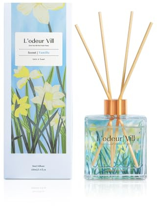 L'odeur Vill 100ml Difusor de Varillas/Vainilla/Ambientadores de Hogar, Ambientador Varillas/difusor de Aromas/para Decoración de Baños y Estanterías.