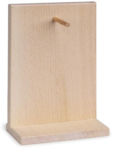 Supporto in legno di FAGGIO per Calendario Giornaliero da Tavolo con Fogli a Strappo | Compatibile con altri Ricambi di Calendari a Blocco Formato A6 | Dimensioni cm 12x17x5.5