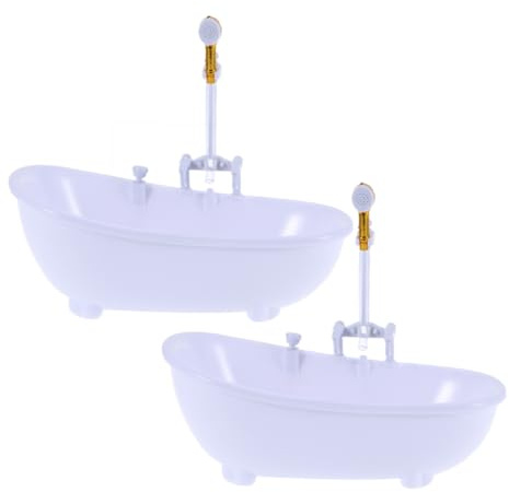 HONITANO 2pcs Electric Doll Bathtub Water Spraying Pool with Sprayer Bathing Tool for Portable White Plastic Swimming Pool for Doll Play Battery Not Included