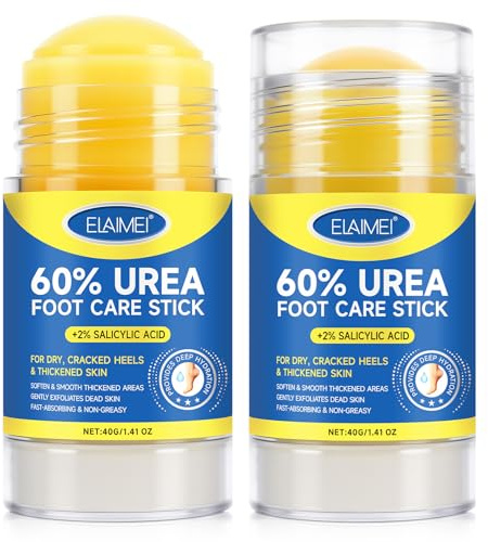 Crema de pies con 60% de urea para muy seco, 40 g, crema hidratante exfoliante, bálsamo para pies para codos, rodillas, pies y manos, cuidado de los pies, 2 unidades