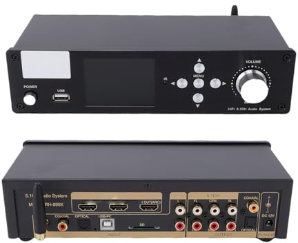 VBESTLIFE Decodificador de Sonido Envolvente 5.1, Decodificador de Audio DTS AC3 LPCM con Bluetooth 5.0, Entrada Coaxial óptica, para Cine en Casa, Reproductor de DVD, Decodificador de TV (Enchufe