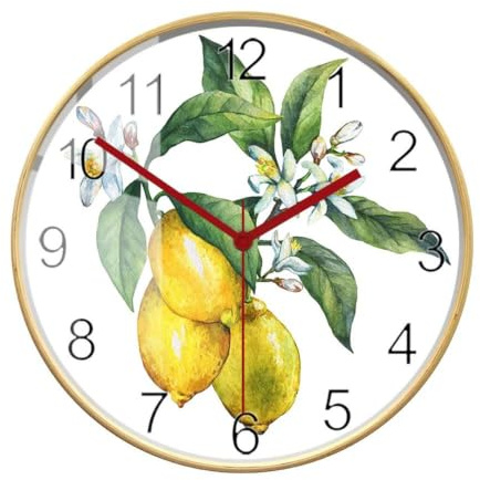 Akvarell citron citrus tryck väggklocka bondgård sommar dekor träram klocka