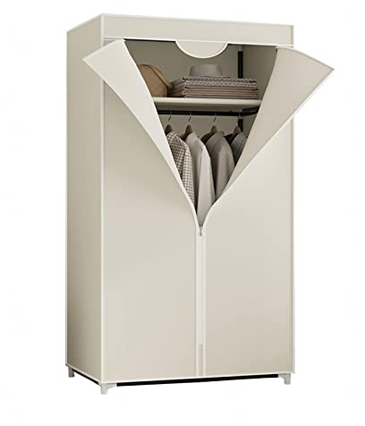 Bärbar tyggarderob med hyllor och hängande skena – tyggarderob nizer för klädförvaring vit 155 x 90 x 45 cm – perfekt för användning i hem och sovsal