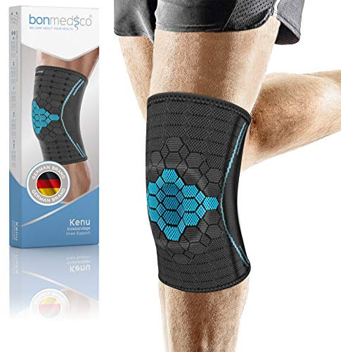 bonmedico Orthopädische Meniskus Kniebandage für Damen u. Herren - Bandage für Knie Links/Rechts - Kraftsport, Fitness, Sport, Arthrose, Alltag - Wellness Geschenke für Männer und Frauen (Grau, XL)