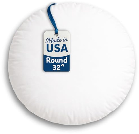 Foamily Round Throw Pillows 32 Premium Pillow Inserts for Couch or Bed Decorative Bedding - Made in USA @ M&A STYLES LTD
