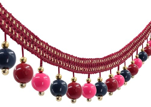 5 yardas trenzadas caramelo rebordear borla franja ajuste de cinta de encaje cortina apliques para ropa del hogar decoración costura (rojo)