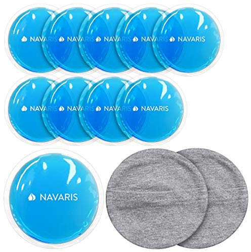 Navaris Gel Kompressen Set zur Kühlung oder Erwärmung - 10x Kühlpads Wärmepad Kompressen - kalt warm wiederverwendbar - inkl. Baumwollbezüge Wärmepads Augen