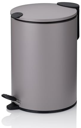kela Seau à cosmétiques 3l gris clair mat, couvercle Silent-Close, poubelle à pédale salle de bains MATS, poubelle de salle de bains avec seau intérieur et anse de transport
