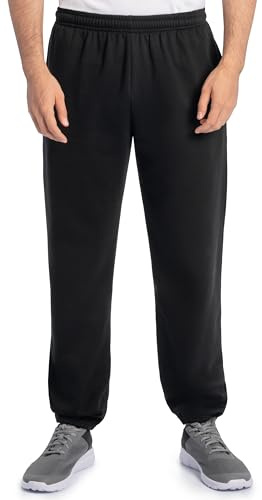 Fruit of the Loom Men's Eversoft Fleece Sweatpants Track Pants, Black, 4XL
