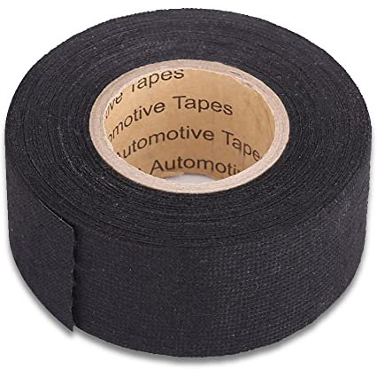 Tiiyee Ruban Chiffon De Voiture, Noir Adhésif Auto-adhésif Bande Véhicule Tissu adhésifs Circuit Faisceau Câblage Dédiée Haute Température Antidérapant Adhérence Harnais Voiture Moto Automobile
