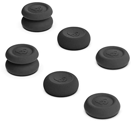 Skull & Co. Ensemble de Poignées de Pouce Skin, CQC et FPS, Capuchon de Joystick, Capuchon de Stick Analogique pour Steam Deck/Steam Deck OLED et ROG Ally/ROG Ally X - Noir, 3 Paires (6 Pièces)