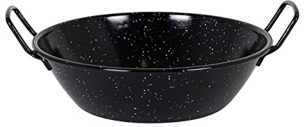 Acan Tradineur - Paellera Honda esmaltada - Fabricado en España - Apta para Gas, vitrocerámica, Cocina eléctrica y lavavajillas (Negro, Ø 28 cm)