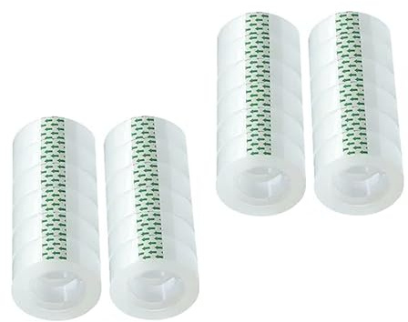 MJUNM 24 Rolls Transparent Tape Refills Rolls 3/4-Inch x 1000 inch, 1 inch Core, Clear Gift Wrapping Tape Refill Roll for Office, Home, School
