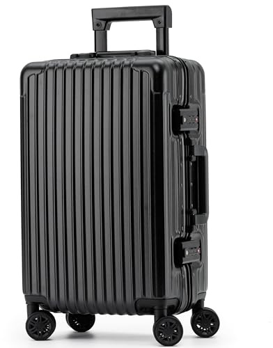 Flight Knight Premium Reisekoffer – 8 Spinner-Räder – integrierte Seitenverriegelung leichter Aluminiumrahmen, ABS-Hartschale, Handgepäck, sehr langlebig, zugelassen für über 100 Fluggesellschaften,