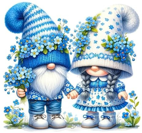SJUTOUCI Diamond Art Painting Kits for Adults, Gnome Lovers Diamond Art Kits for Beginners, 5D DIY Full Drill Gem Craft for Home Decor Gift 12x12 inch/30x30cm