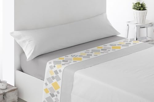 Juego de Sábanas Térmicas de Pirineo. Sábanas de Otoño/Invierno Tejido Polar para Cama Individual y Matrimonio, 3 Piezas, Cálida y Suave. (Gris, Cama 105)
