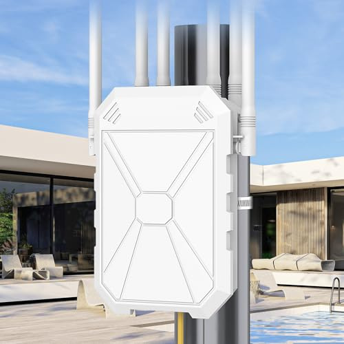 AX1800 Outdoor WiFi 6 Extender, High Power Outdoor WiFi Extender Signal Booster, Long Range Outdoor WiFi Access Point, IP67 Weatherproof, PoE Power Supply, for Starlink, Cameras, Patio, Camping,RV
