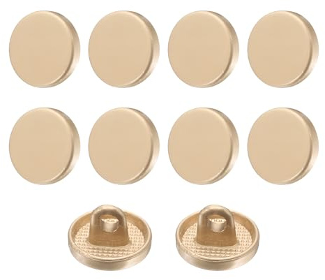 QUARKZMAN Botones Metálicos Redondos Planos, 10Pcs 16L 10mm Bontones de Aleación, Reemplazo para Trajes, Abrigos de Lana, Camisas y Pantalones, Manualidades de Costura, Dorado Mate