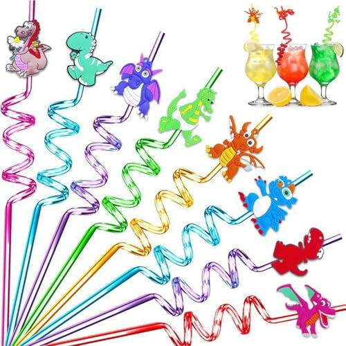 Pajitas Reutilizables Niños, 8 Piezas Animales Pajitas Plástico, Para ArtíCulos Fiesta Cumpleaños Infantiles Niños Decoraciones De La Mesa