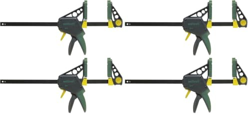 wolfcraft 3031000 - Serre-Joint à une main EHZ PRO 100-300 - Saillie 100 mm - Ouverture 300 mm - Force de serrage 120 kg (Lot de 4)