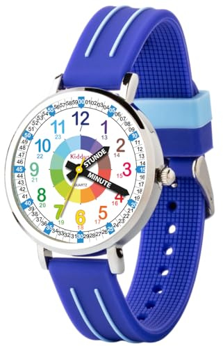 Kiddus Orologio Educativo per Bambino e Bambina dai 5 ai 10 Anni, Impermeabile 5ATM, Orologio Analogico Didattico per Imparare l'Ora, Movimento Giapponese