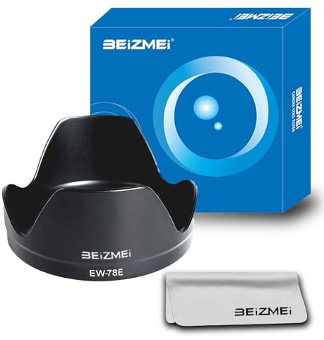 Parasol EW-78E(Rosca de 72mm),Compatible con Objetivo EF-S 15-85 mm f/3.5-5.6 IS USM para EOS 7D 7D2 Cámara+ Paño de Limpieza de Lentes (EW-78E)