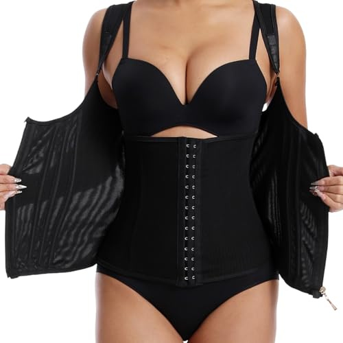 Amateschitz dam midjetränare shapewear midjeformare med dragkedja och spänne stängning cincher korsett formande stark midjeformare magbälte