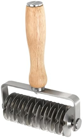 Uoqpty Taglierini per Pasta Frolla - Tagliapasta in Acciaio | con Manico in Legno | per Cucina Ristorante Chef Alimenti Pane Pizza Dolci Pasticceria Snack