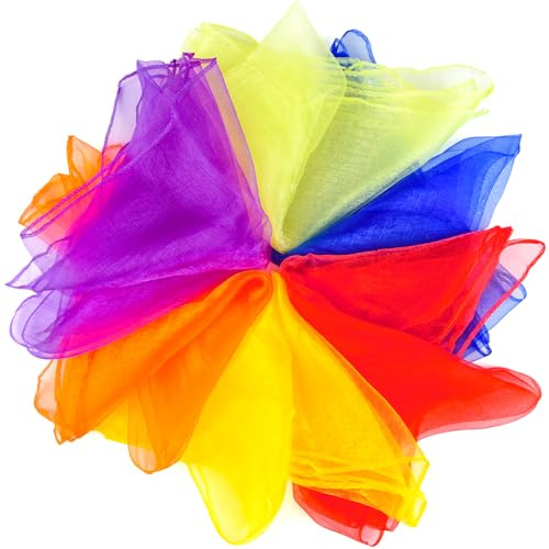 NEBURORA Juggling Scarves Square Colorful Play Scarve for Dance Magic Tricks Performance Props Scarf Accessories 12 Colors