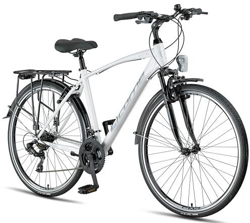 Licorne Bike Bicicletta da trekking Premium in 28 per uomo, ragazzo e donna e cambio a 21 marce, City Bike Life M-V-ATB (bianco, 0, millimetri, 0, centimetri, 0, decimetro, 0, metri, 0, Km)