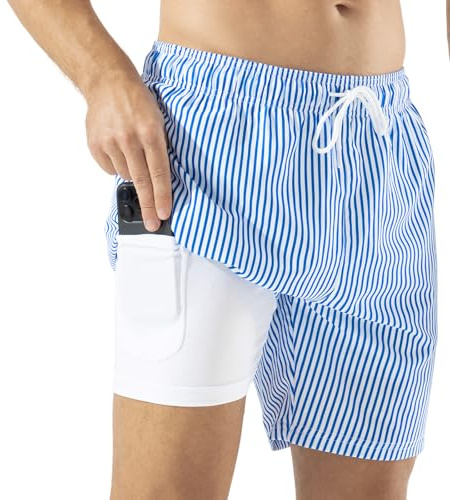 Veximora Maillot de Bain Homme 2 en 1, Doublure de Compression Short de Bain, Séchage Rapide, Poches Zippées | Short de Plage, Piscine, Surf, Idéal Cadeau Homme pour Noël, Anniversaire, Vacances