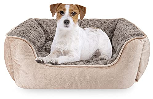 JOEJOY Rectangle Dog Bed for Large Medium Small Dogs Machine Washable Sleeping Dog Sofa Bed Non-Slip Bottom Breathable Soft Puppy Bed Durable Orthopedic Calming Pet Cuddler, Multiple Size, Beige