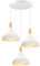 iDEGU Kronleuchter Hängeleuchte Retro 3 Lampen Pendelleuchte Modern Stil Tropfen Hut Deckenleuchte E27 Metall Holz Deckenlampe für Schlafzimmer Esszimmer Küche, Ø 20 cm (weiß, rund)