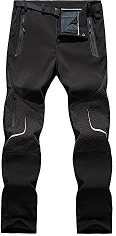 GITVIENAR Outdoorhose Herren Winterhose Gefüttert Softshellhose Warm Wasserdicht Winddicht Atmungsaktiv Verdickte Reflektierende Thermohose Skihose für Bergsteigen Wandern Reisen (Schwarz, XXL)