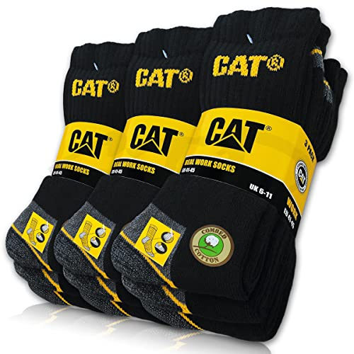 CAT REAL WORK SOCKS Lot de 9 paires de chaussettes de travail pour homme et femme Tailles au choix 35-50, 43-46