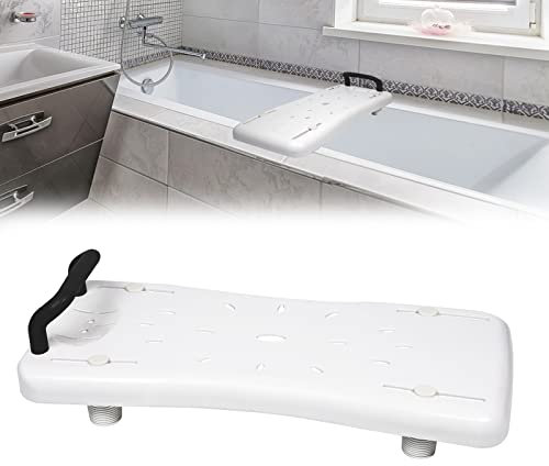 UISEBRT Planche de bain pour personnes âgées, avec poignée et porte-savon, longueur 70 cm, blanc et noir