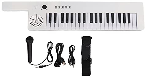 Eujgoov 37 tangenter elektroniskt tangentbord, elektroniskt piano piano bärbar gitarr organ mini keytar musikinstrument (BF-3755 vit)