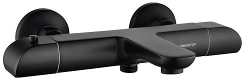 OMEKNTOP Miscelatore Termostatico per Vasca da Bagno, Nero Rubinetto per Vasca da Bagno Rubinetto Doccia Termostatico con 2 Funzioni, Miscelatore Termostatico Doccia con blocco di sicurezza a 38° C