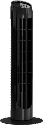 HOMCOM Ventilador de Torre 45W Ventilador Vertical Silencioso con 3 Velocidades Oscilación 70° para Salón Dormitorio Oficina Ø27x75 cm Negro